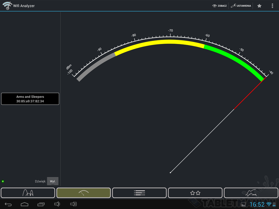 Kiano Elegance - W-Fi Analyzer, pomiar przy routerze / fot. tabletManiaK.pl